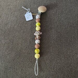 Monkey Beaded Pacifier Clip